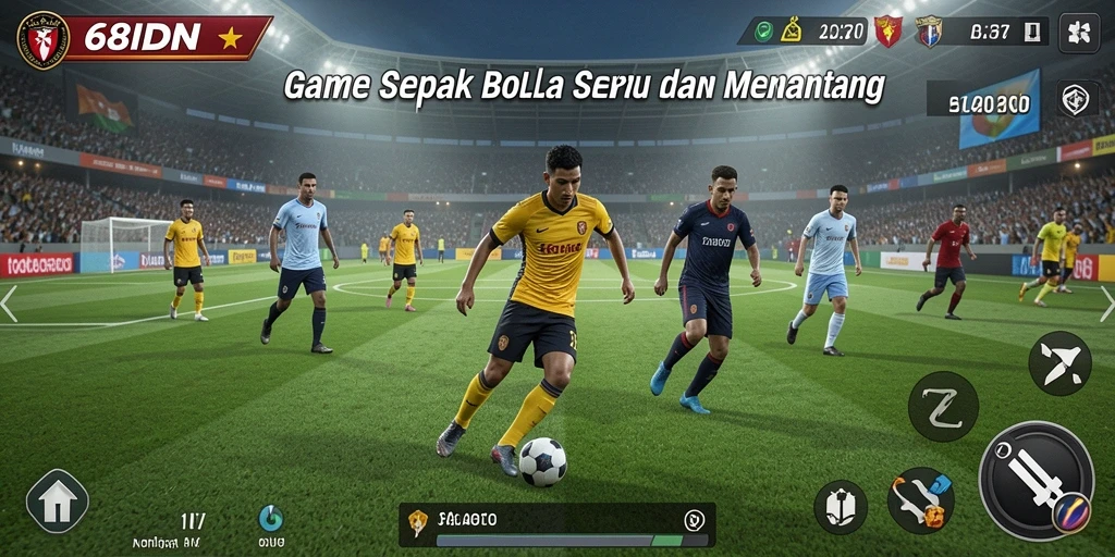 Tampilan screenshot permainan sepak bola yang seru dan dinamis.
