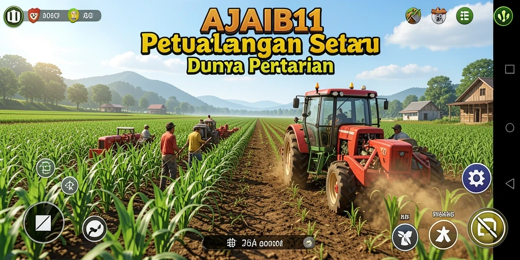 Tampilan gameplay AJAIB11 yang menakjubkan dengan berbagai tanaman.
