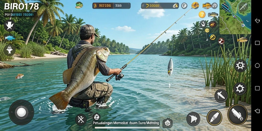 Gameplay mendebarkan dalam BRO178 saat menangkap ikan.