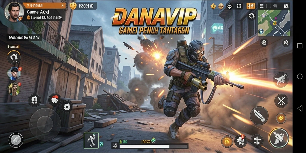 Tampilan gameplay mendebarkan dalam DANAVIP, penuh aksi dan tantangan.