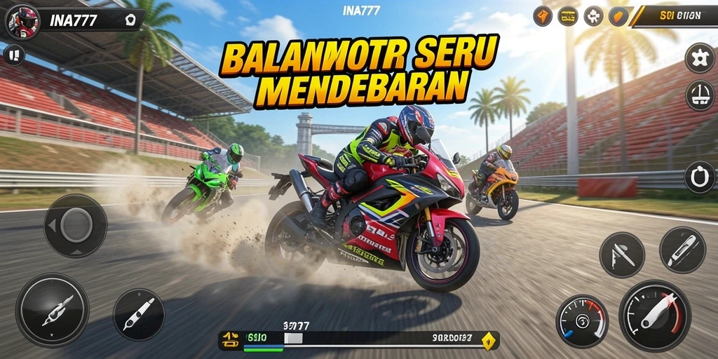 Gameplay balapan motor yang penuh aksi dan kecepatan.