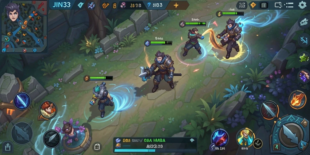 Tampilan menarik dari gameplay MOBA di JIN33 saat pertarungan berlangsung.