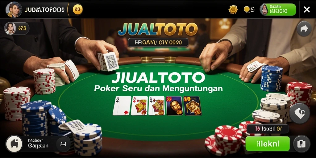 Tampilan seru gameplay Poker di JUALTOTO dengan pemain yang aktif.