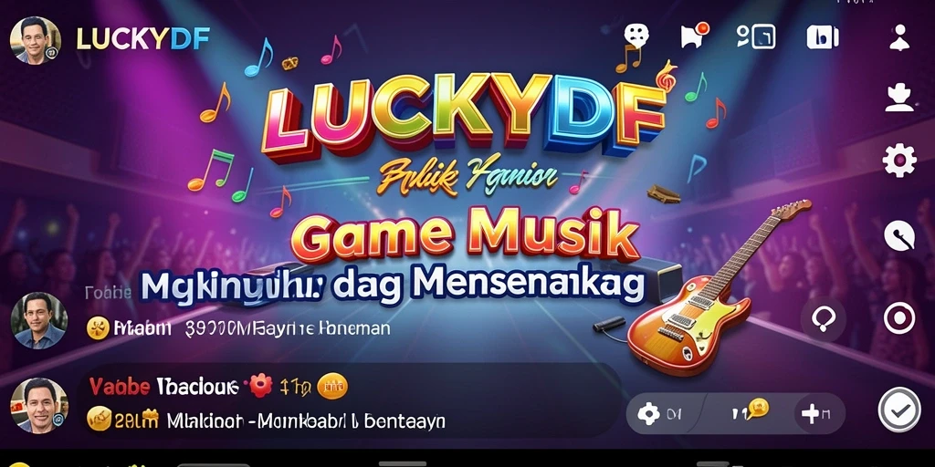 Tampilan gameplay seru di LUCKYDF dengan berbagai lagu musik.