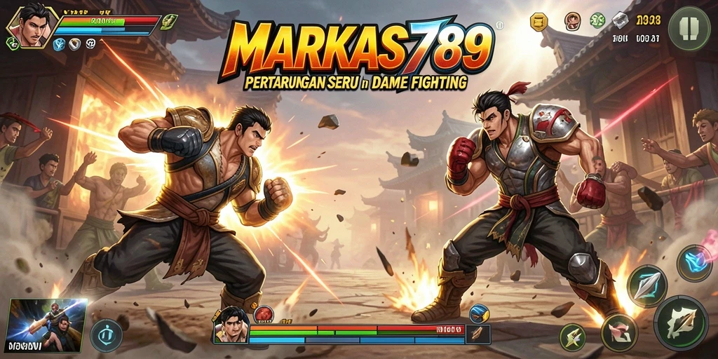 Tampilan gameplay <strong>MARKAS789</strong> dengan pertarungan seru dan aksi dinamis.