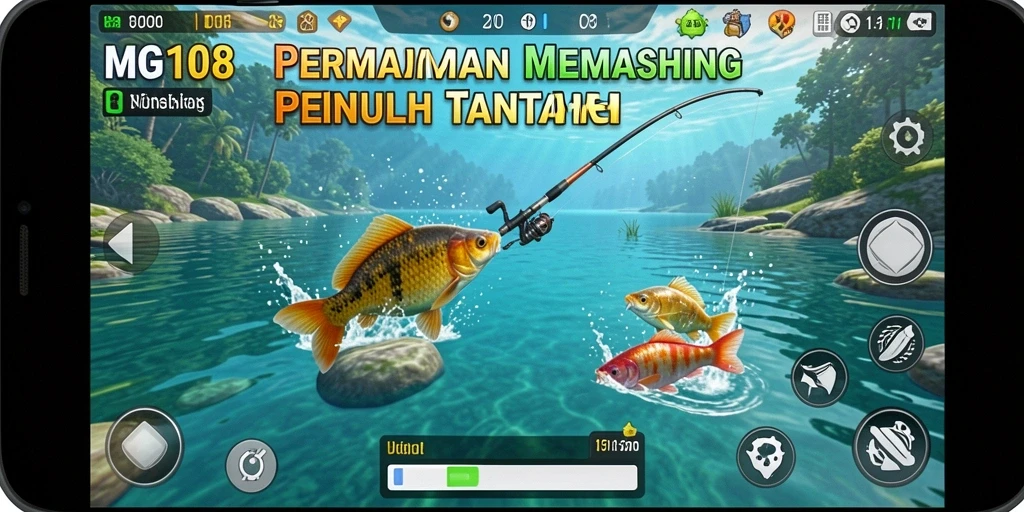 Tampilan gameplay MG108 yang menarik saat memancing di lautan.