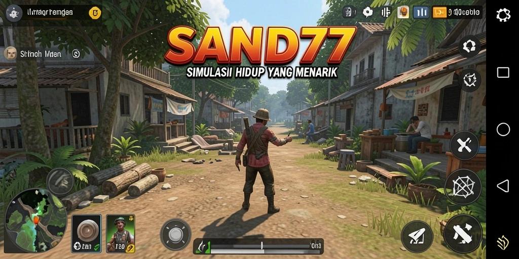Tampilan menarik dari gameplay SAND77 yang menampilkan simulasi kehidupan.