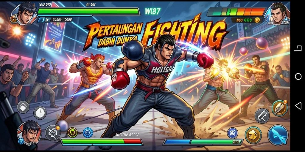 Tampilan gameplay dinamis dan aksi pertarungan yang intens di WG87.